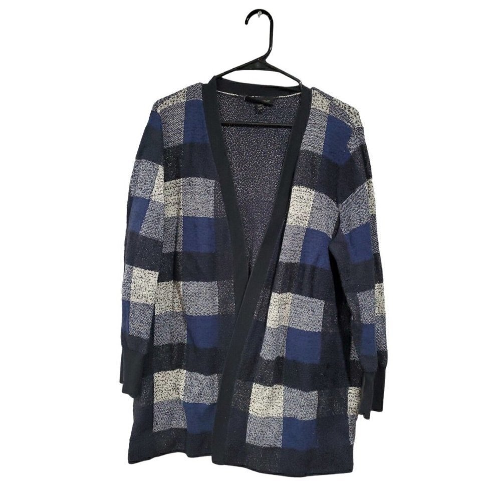 Lane Bryant Women's Plaid Flanel Navy Open-front Cardigan Sweater Size 1…